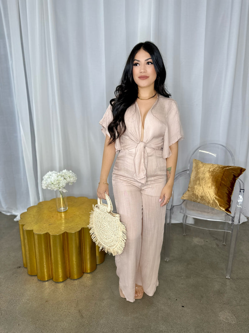 Unstoppable Taupe Jumpsuit