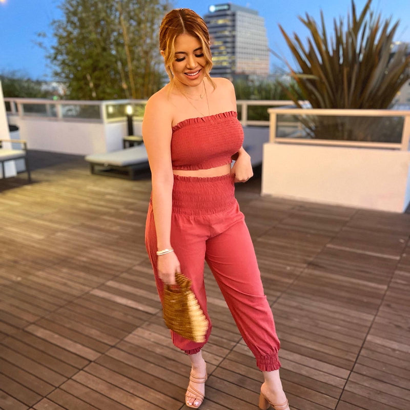 Unstoppable Linen Rust Two Piece Set