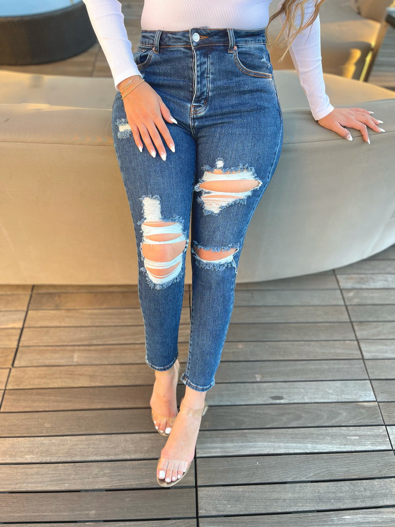 Never Distressed High Waisted Skinny Jeans