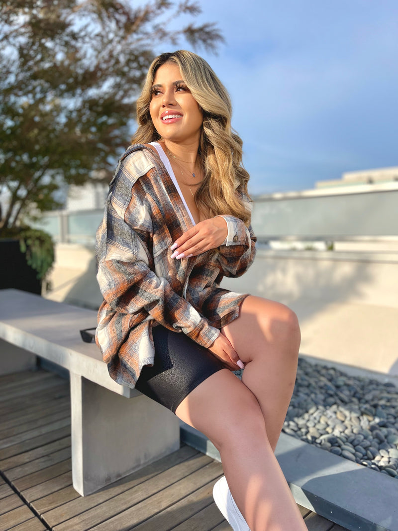 Sunset Stroll Plaid Blue Shacket