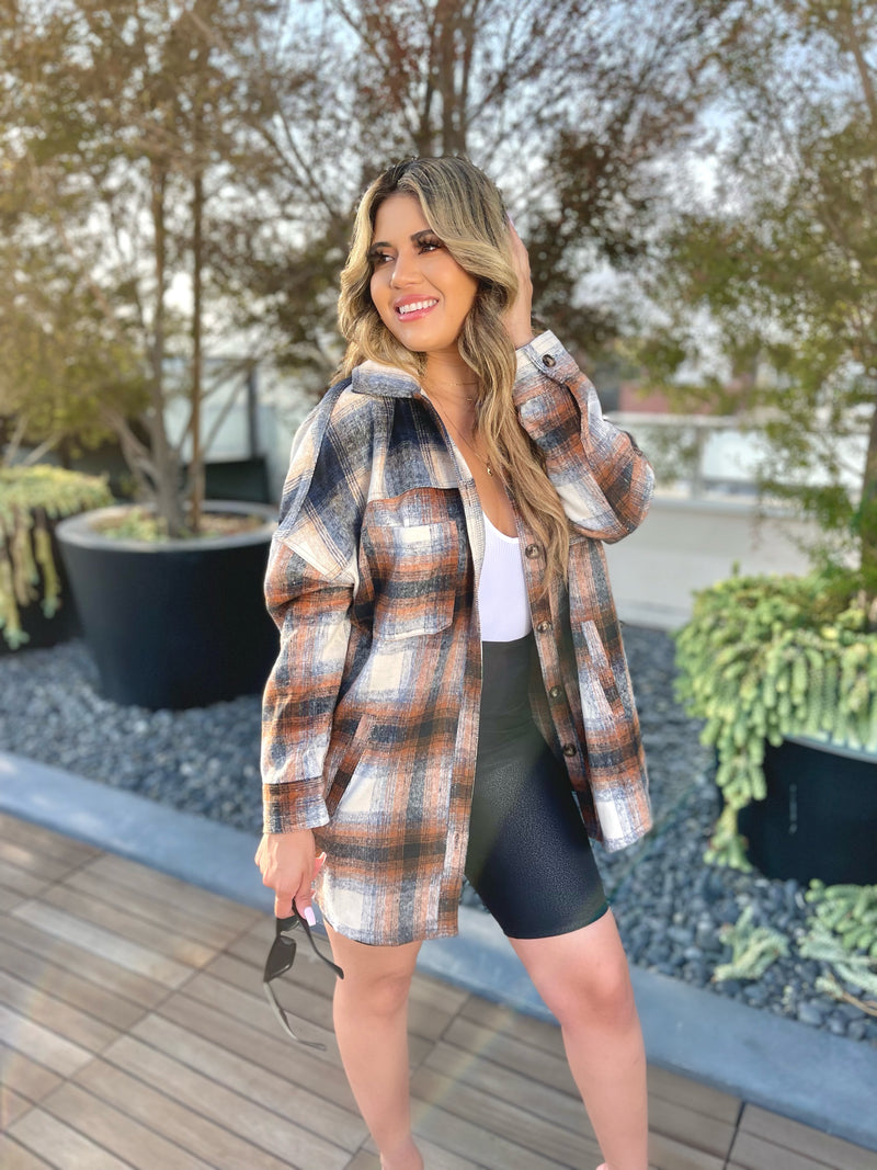 Sunset Stroll Plaid Blue Shacket