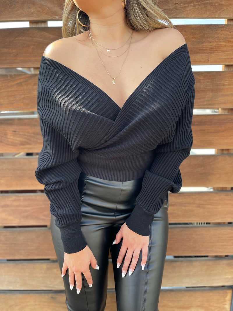 So Into You Black Sweater Top