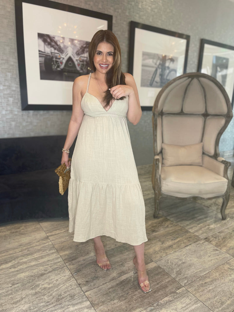 Baby Doll Nude Linen Dress