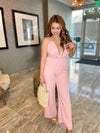 Tie Me Up Pink Linen Jumpsuit