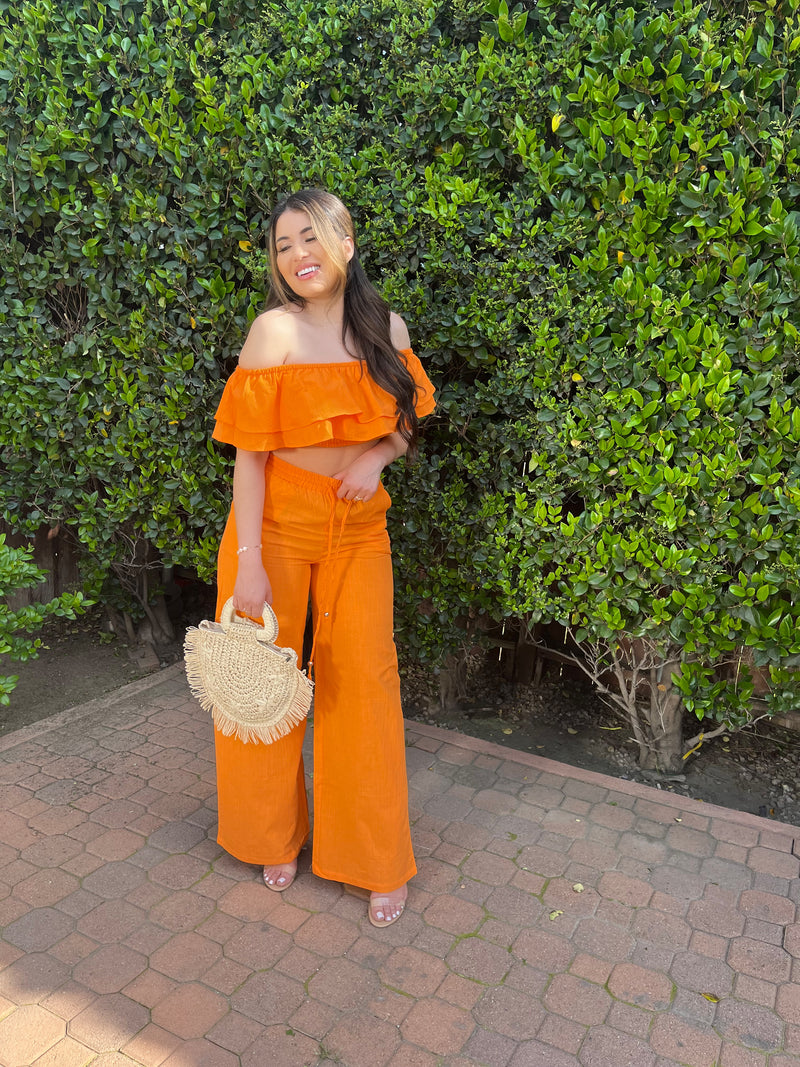 Spring Escape Orange Linen Set