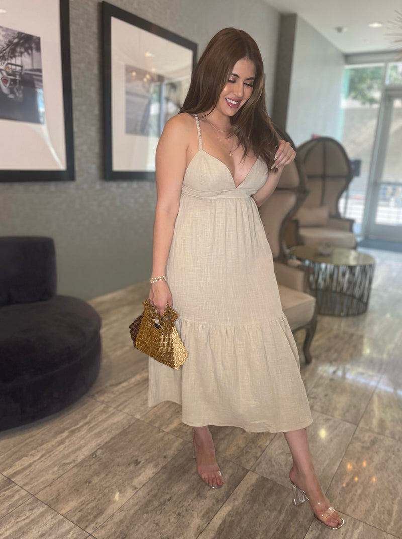 Baby Doll Nude Linen Dress