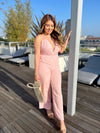 Tie Me Up Pink Linen Jumpsuit