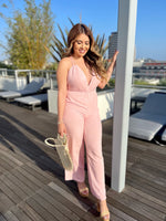 Tie Me Up Pink Linen Jumpsuit