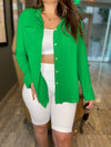 Take it Easy Green Button Up