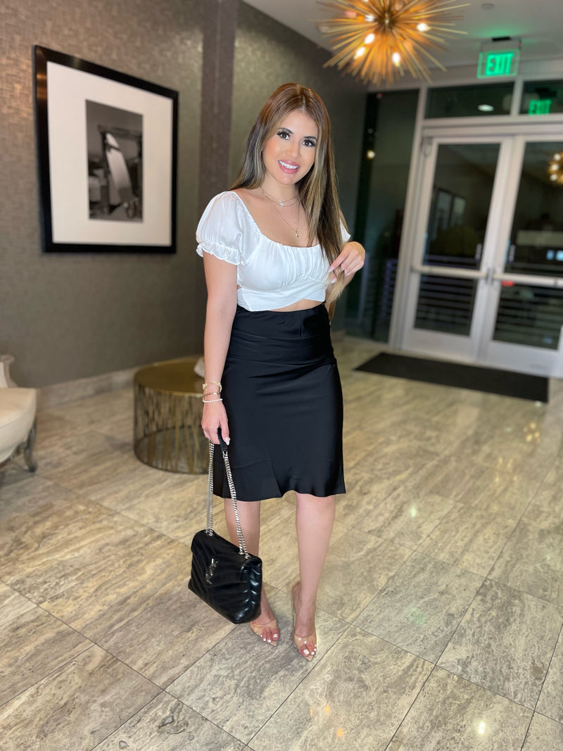 Pop Champagne Black Skirt Set
