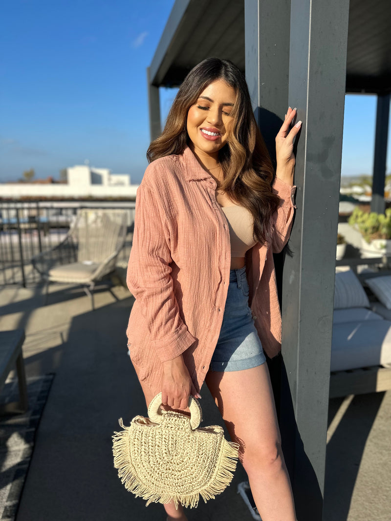 Take It Easy Nude Button Up