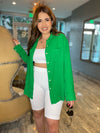 Take it Easy Green Button Up