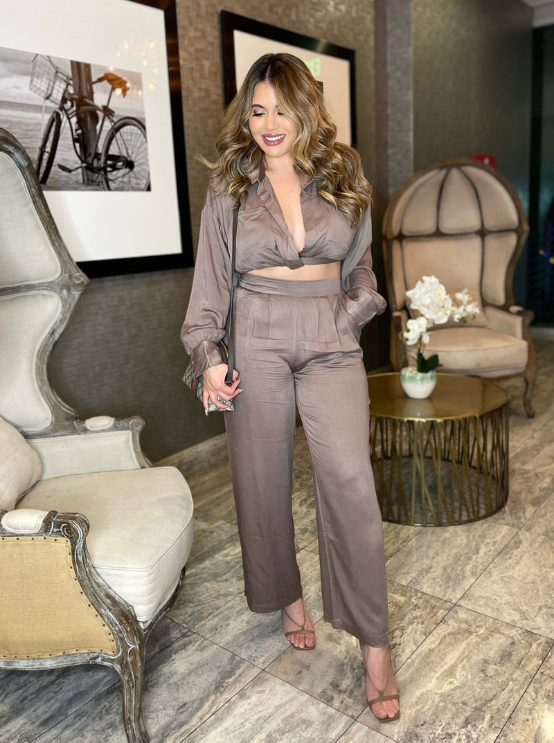 Talk About Boss Moves Taupe Set