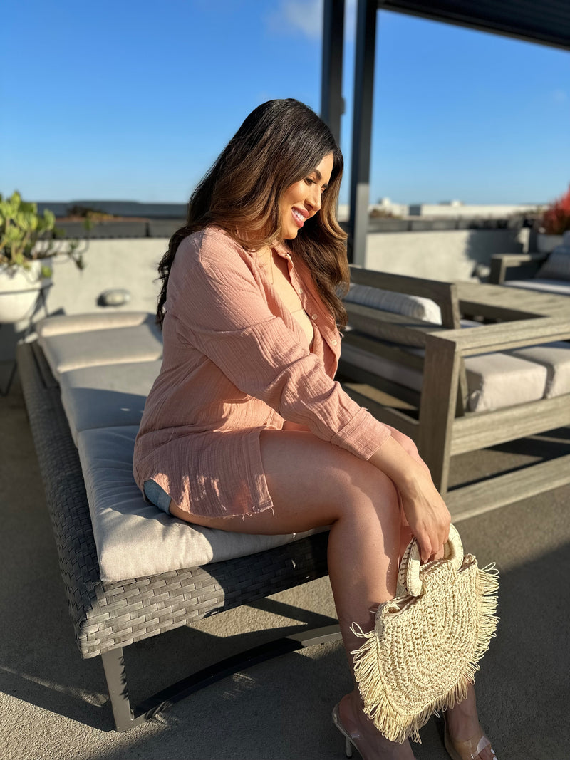 Take It Easy Nude Button Up